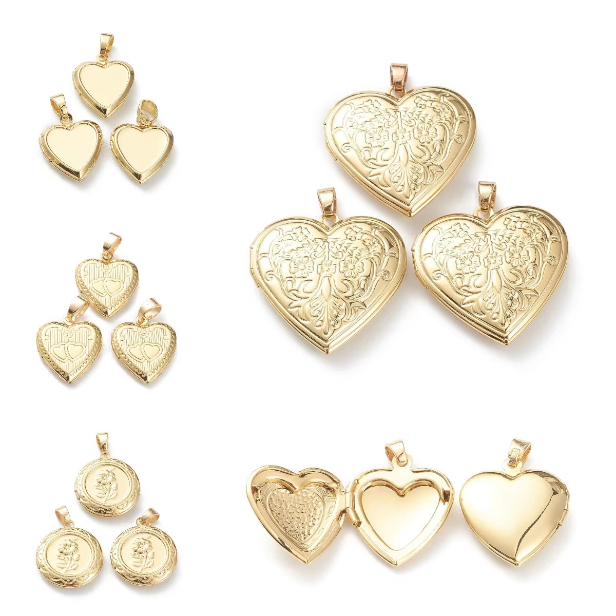 Heart Locket Necklace Photo - 10 colgantes de latón con forma