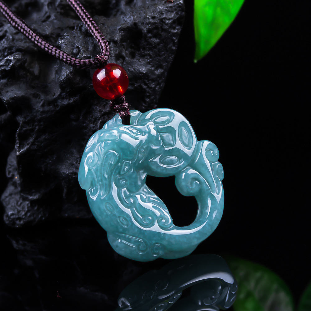 Necklaces - Colgante Pixiu de Jadeíta Birmana, Amuleto