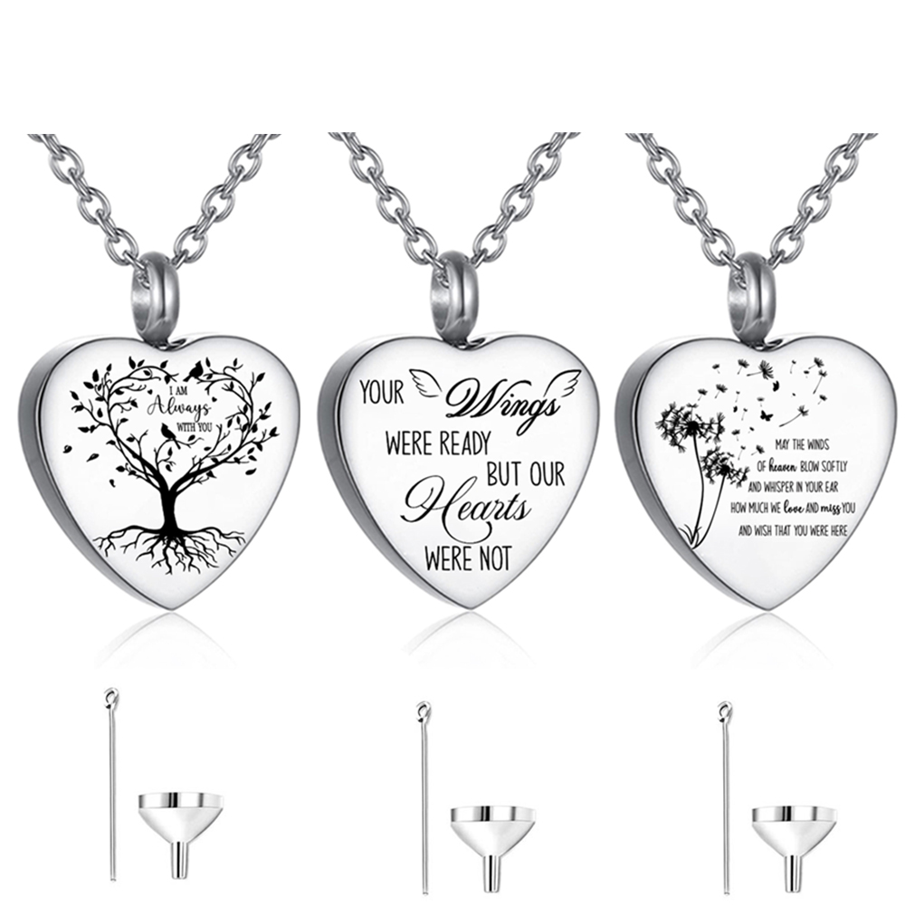 Heart Locket Necklace Photo - Collar de urna de acero inoxidable