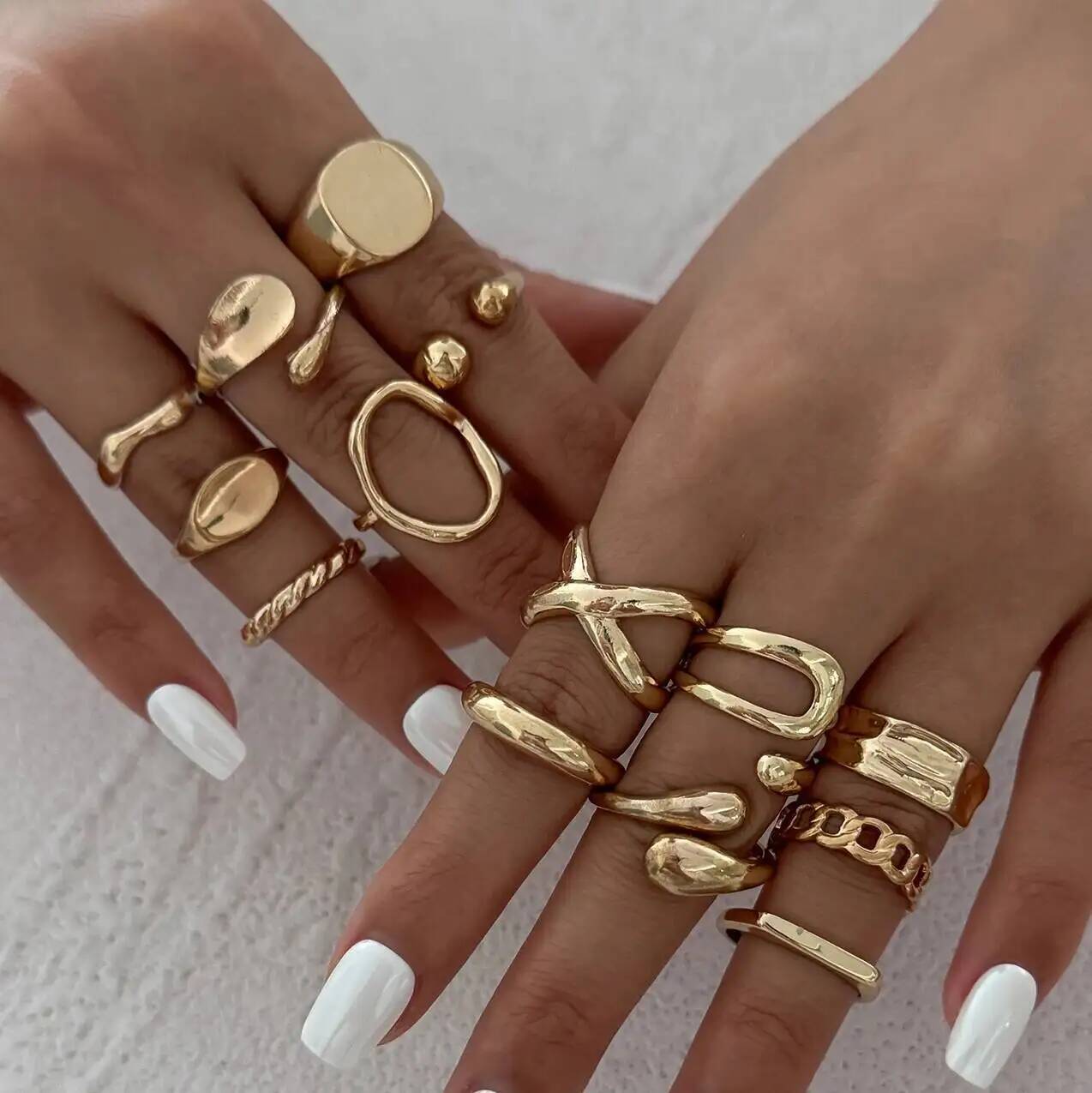 Vintage Punk Knuckle Rings Set - IngeSight.Z 14 unids/set Hip Hop Punk