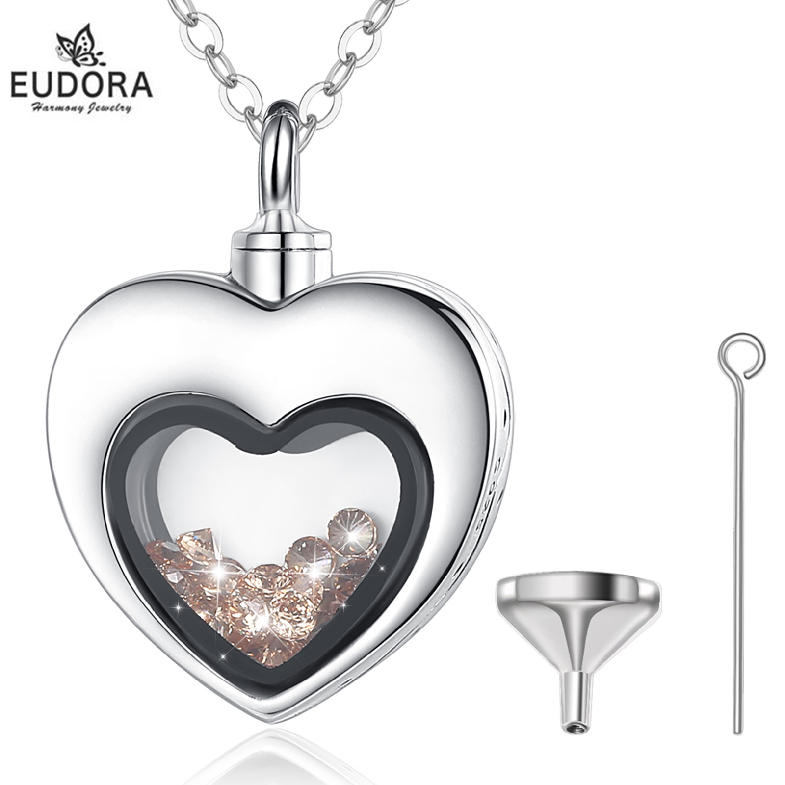 Heart Locket Necklace Photo - Eudora, medallón de corazón de plata