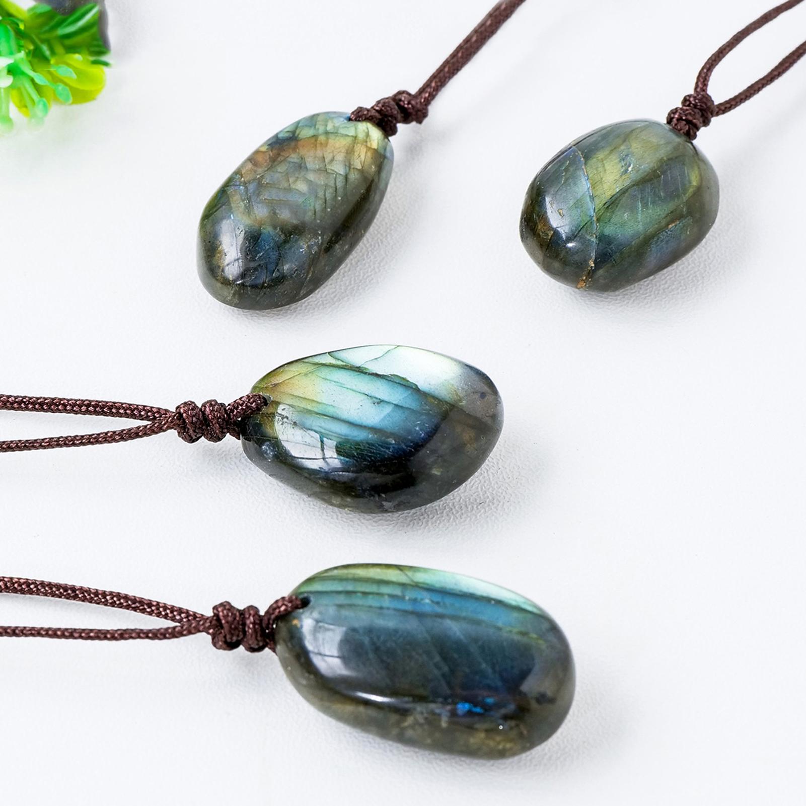 Crystal Pendant Necklace Natural Stone - Collares con colgante de labradorita Natural