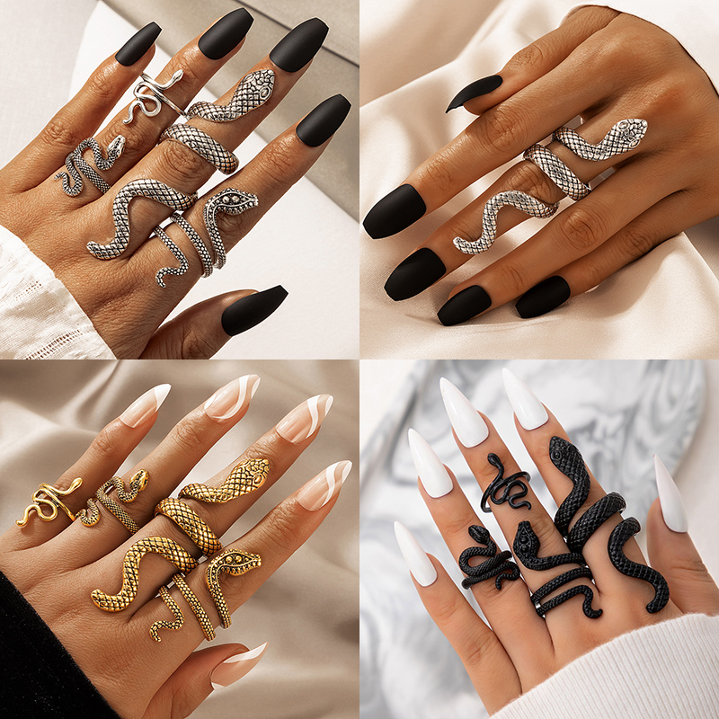 Vintage Punk Knuckle Rings Set - Conjunto de anillos de nudillo en