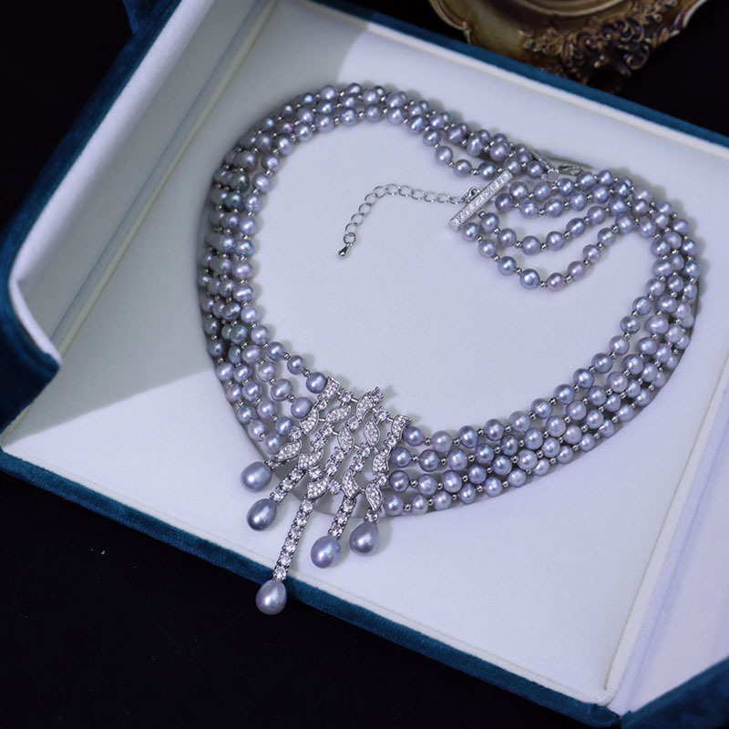 Pearl Choker Necklace Vintage - Collar de perlas de agua dulce,