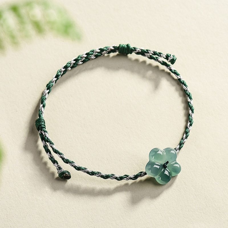 Bracelets - Pulsera de Jadeíta Birmana con Flor,