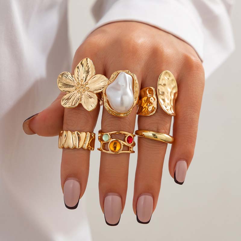 Vintage Punk Knuckle Rings Set - Juego de 6 Anillos de Metal