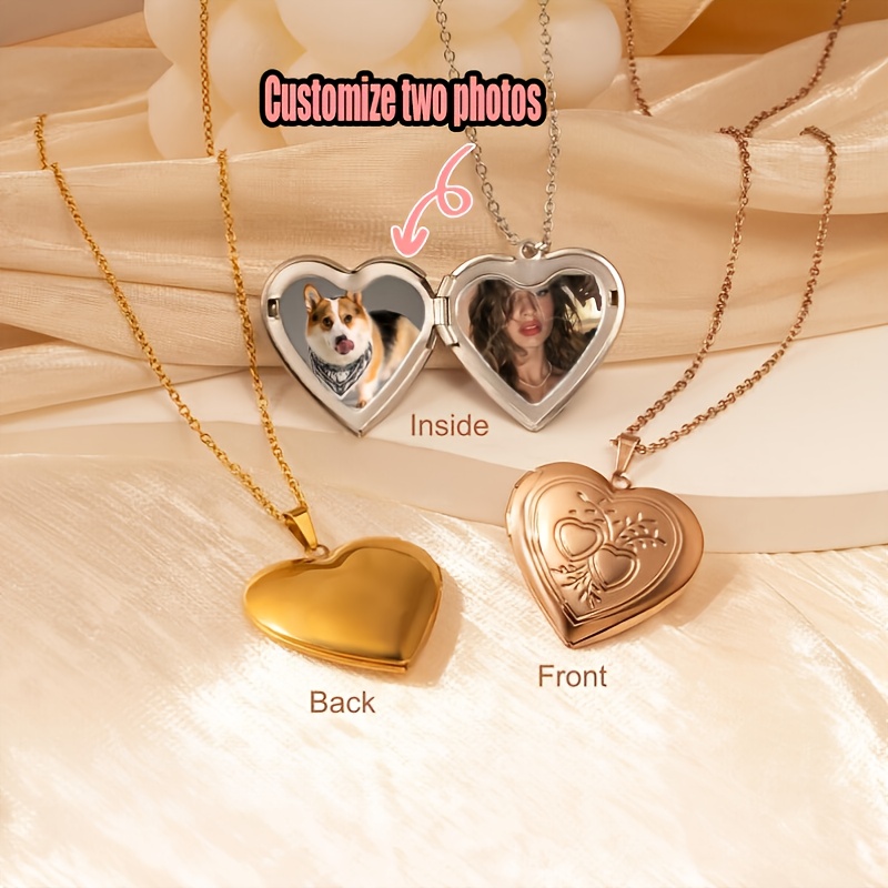 Heart Locket Necklace Photo - Collar con Foto Personalizada 1/2, Collar
