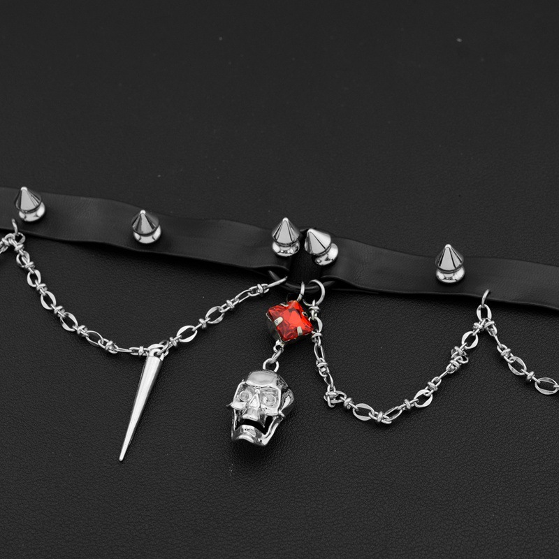 Gargantilla de cuero con calav - Goth Punk Spike Choker reseña y precio