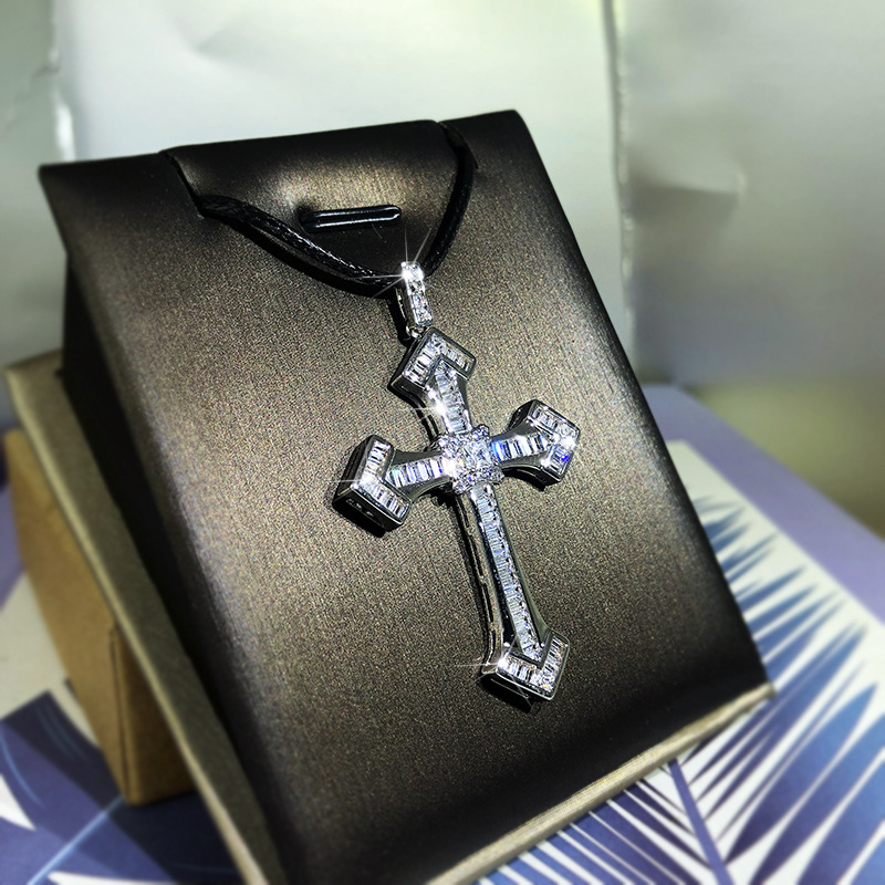 Colgante de Cruz clásica para  - 925 Sterling Silver Chain Necklace Men reseña y precio