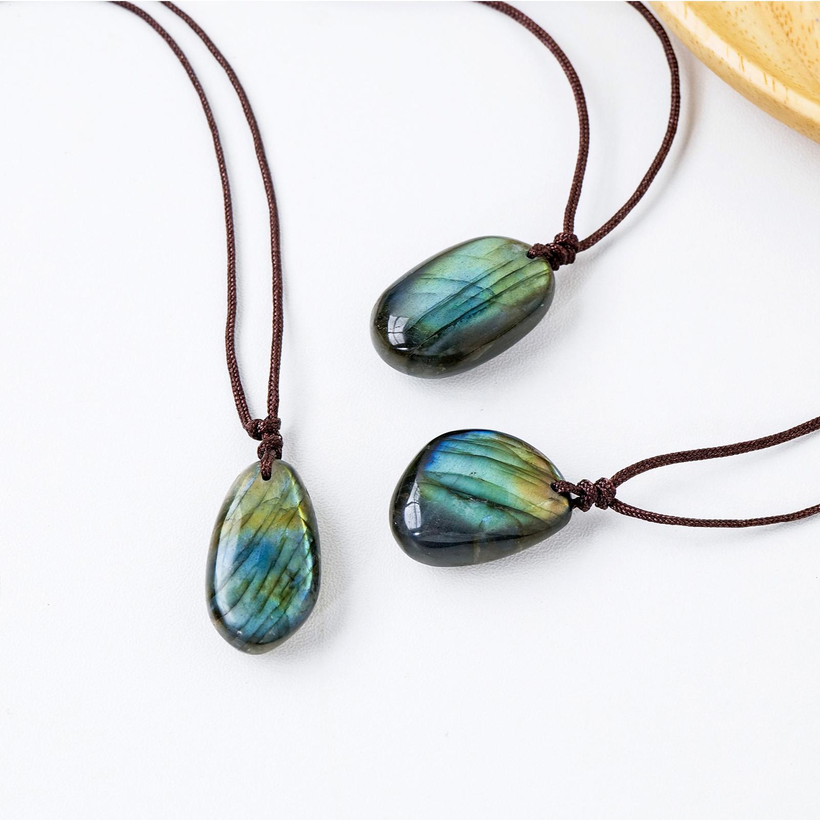 Collares con colgante de labra - Crystal Pendant Necklace Natural Stone reseña y precio