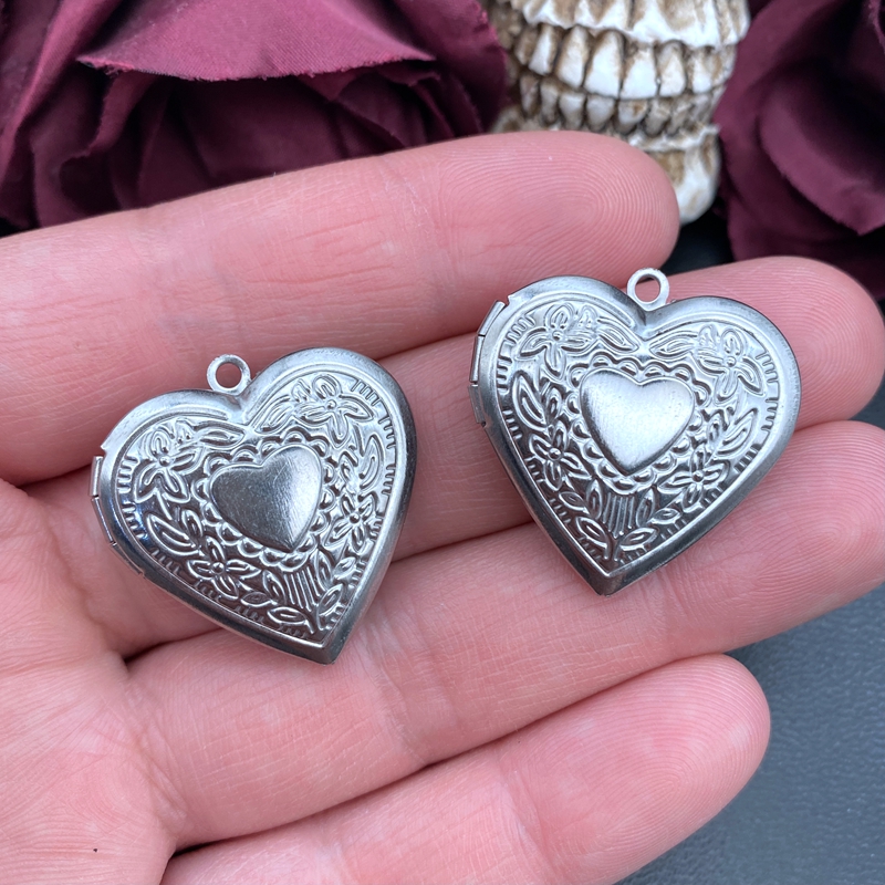 Caja de corazón de acero inoxi - Heart Locket Necklace Photo reseña y precio